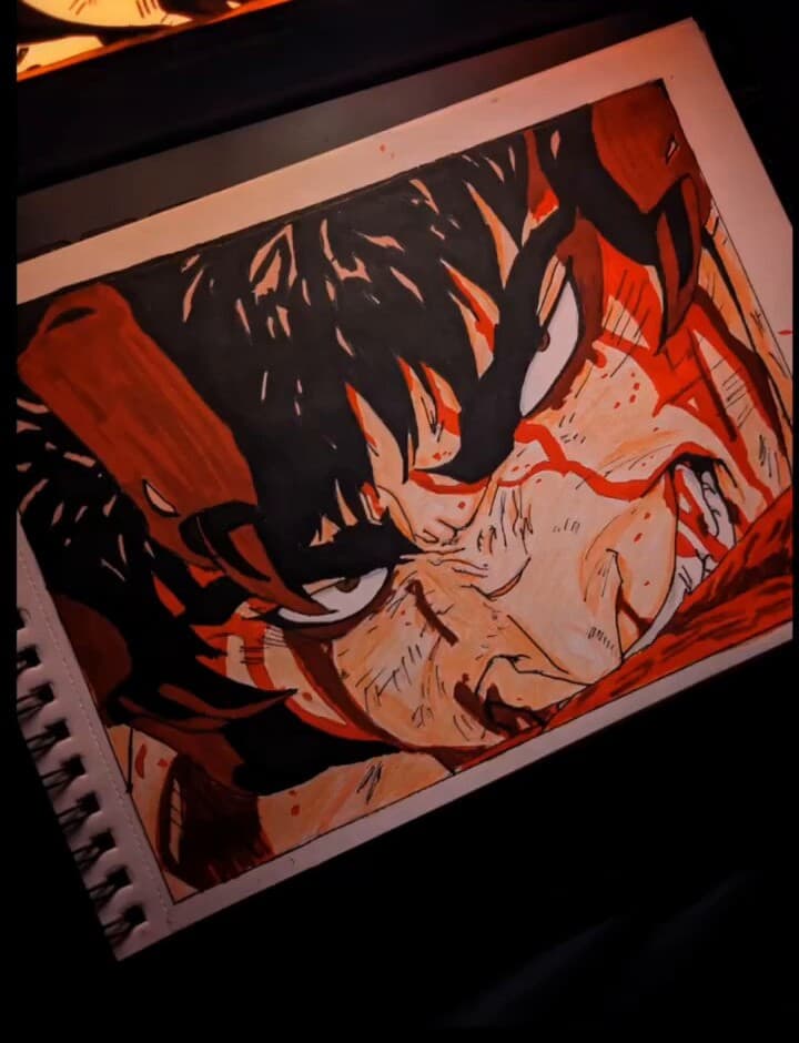 Ink study of Guts from Berserk.